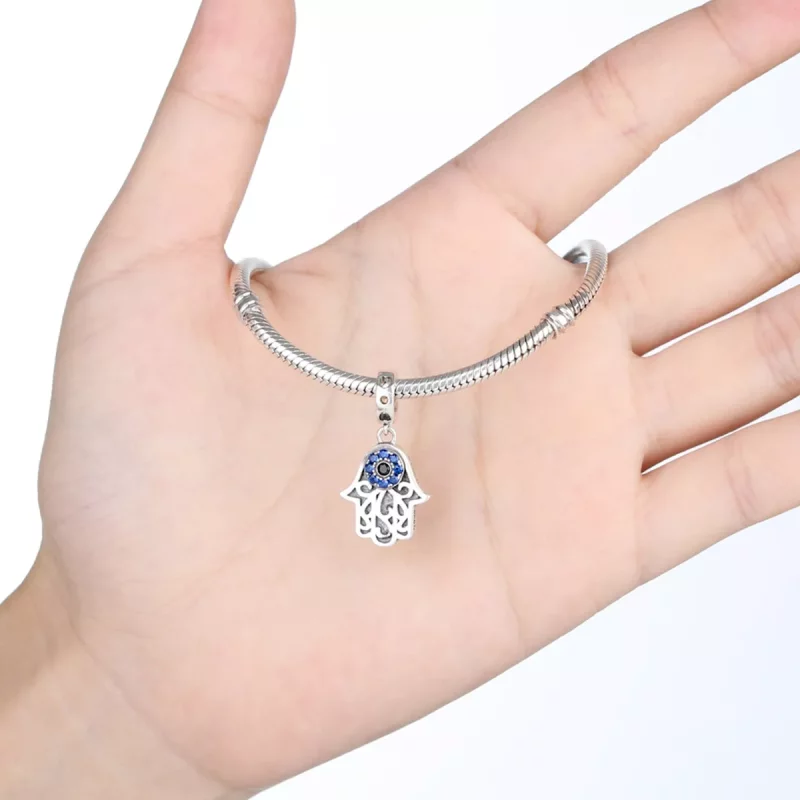 (imagen para) Pulsera estilo Pandora con colgante de mano de Fátima en plata - SCC085 - Ver 6