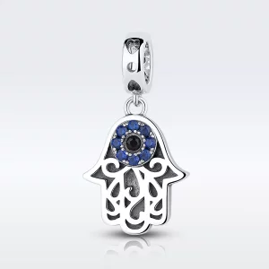 (imagen para) Pulsera estilo Pandora con colgante de mano de Fátima en plata - SCC085