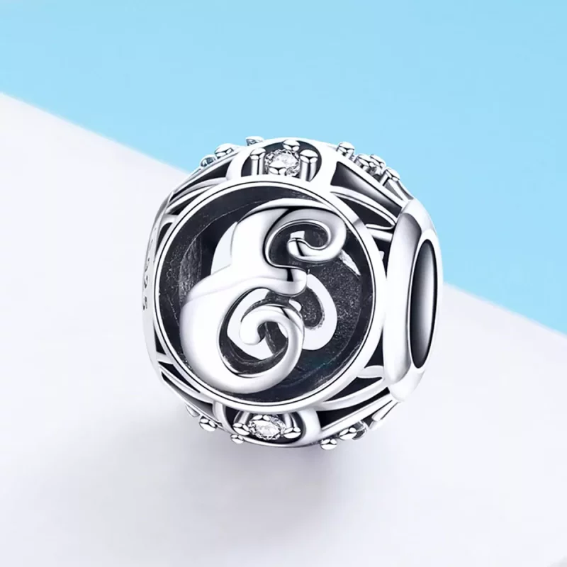 (imagen para) Pulsera estilo Pandora con dije de letra E - SCC738-E - Ver 2