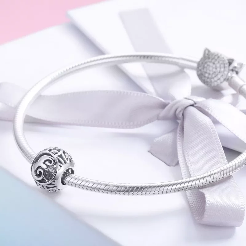 (imagen para) Pulsera estilo Pandora con dije de letra E - SCC738-E - Ver 4