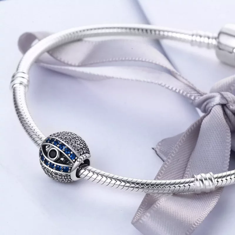 (imagen para) Pulsera estilo Pandora con dije de ojo turco plateado - SCC172 - Ver 5