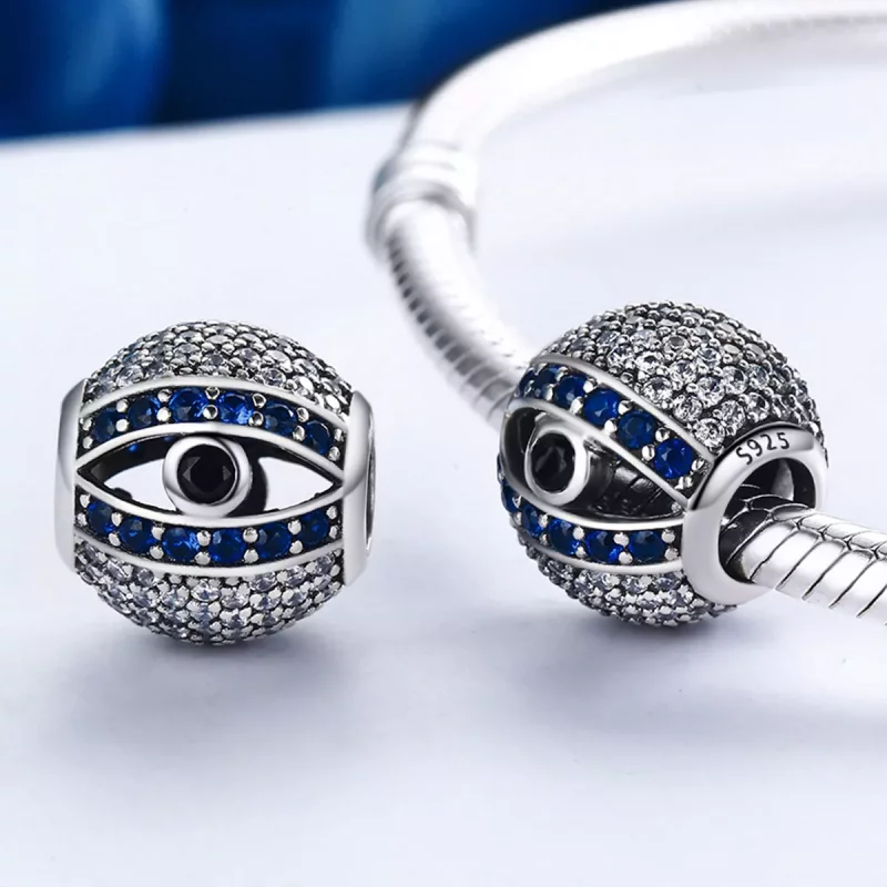 (imagen para) Pulsera estilo Pandora con dije de ojo turco plateado - SCC172 - Ver 6