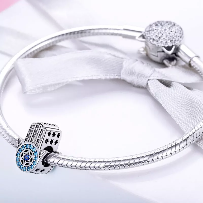 (imagen para) Pulsera estilo Pandora con dije de plata del Guardián de Fátima - SCC721 - Ver 5