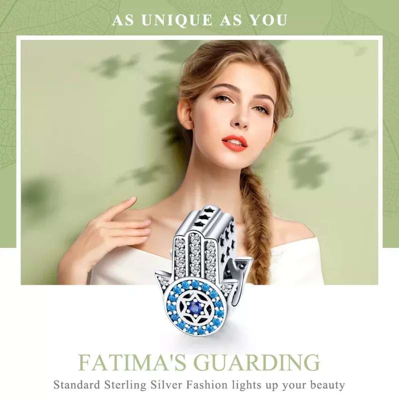 (imagen para) Pulsera estilo Pandora con dije de plata del Guardián de Fátima - SCC721 - Ver 6