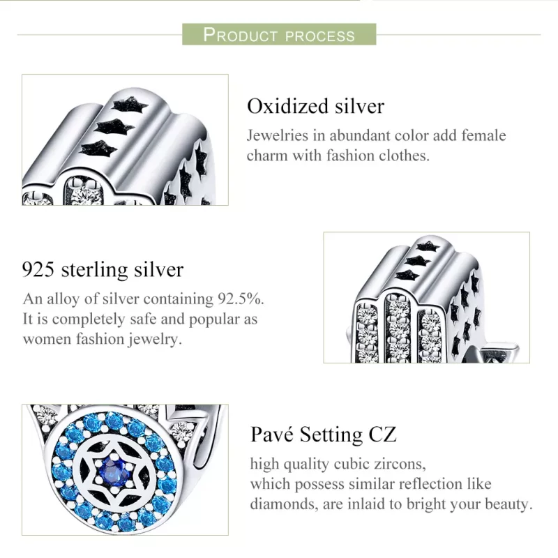 (imagen para) Pulsera estilo Pandora con dije de plata del Guardián de Fátima - SCC721 - Ver 7