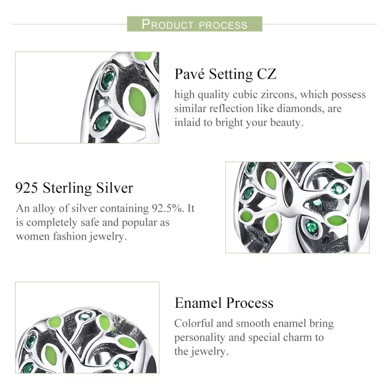 (imagen para) Pulsera estilo Pandora con dije de plata Árbol de la Vida - SCC994 - Ver 7