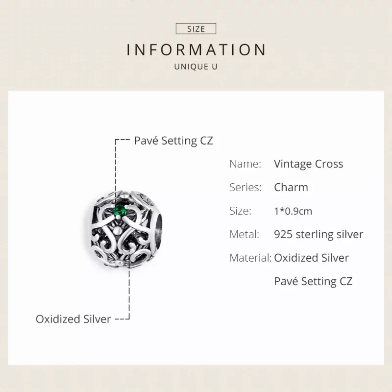 (imagen para) Pulsera estilo Pandora con encanto de cruz vintage en plata - SCC1511 - Ver 6