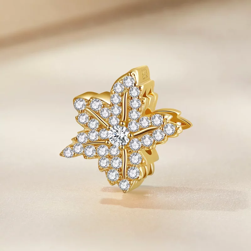 (imagen para) Pulsera estilo Pandora con encanto de hoja de arce - BSC673 - Ver 2
