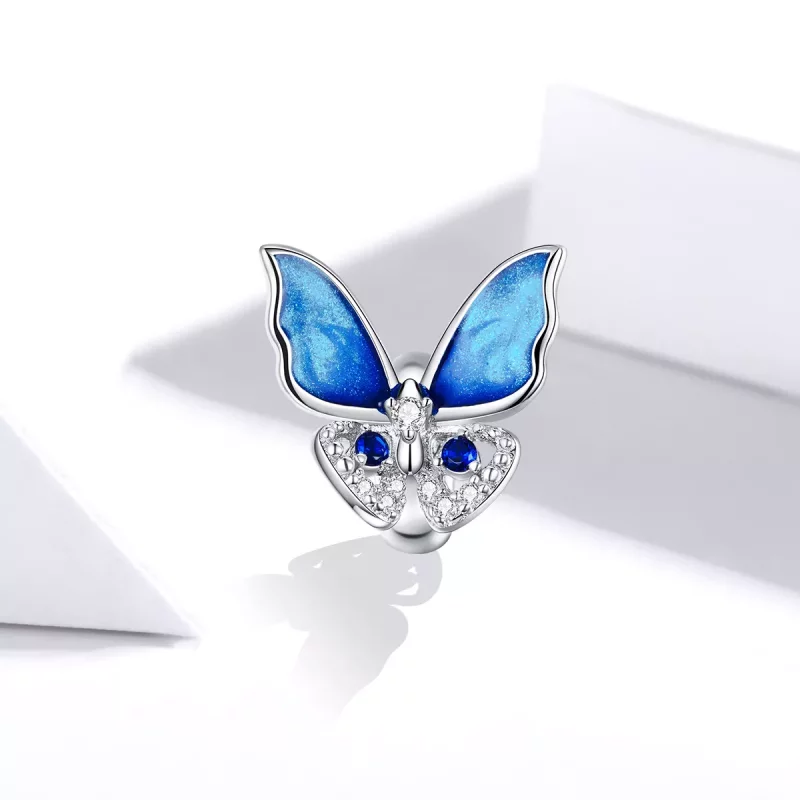 (imagen para) Pulsera estilo Pandora con encanto de mariposa colorida - BSC405 - Ver 2