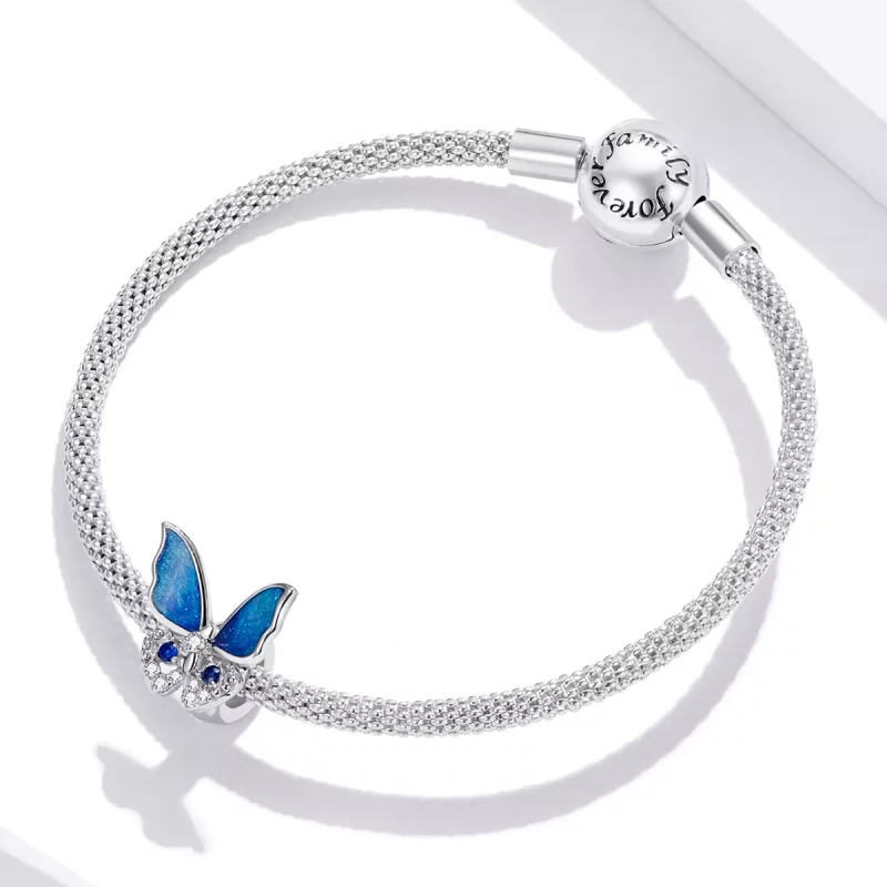 (imagen para) Pulsera estilo Pandora con encanto de mariposa colorida - BSC405 - Ver 3