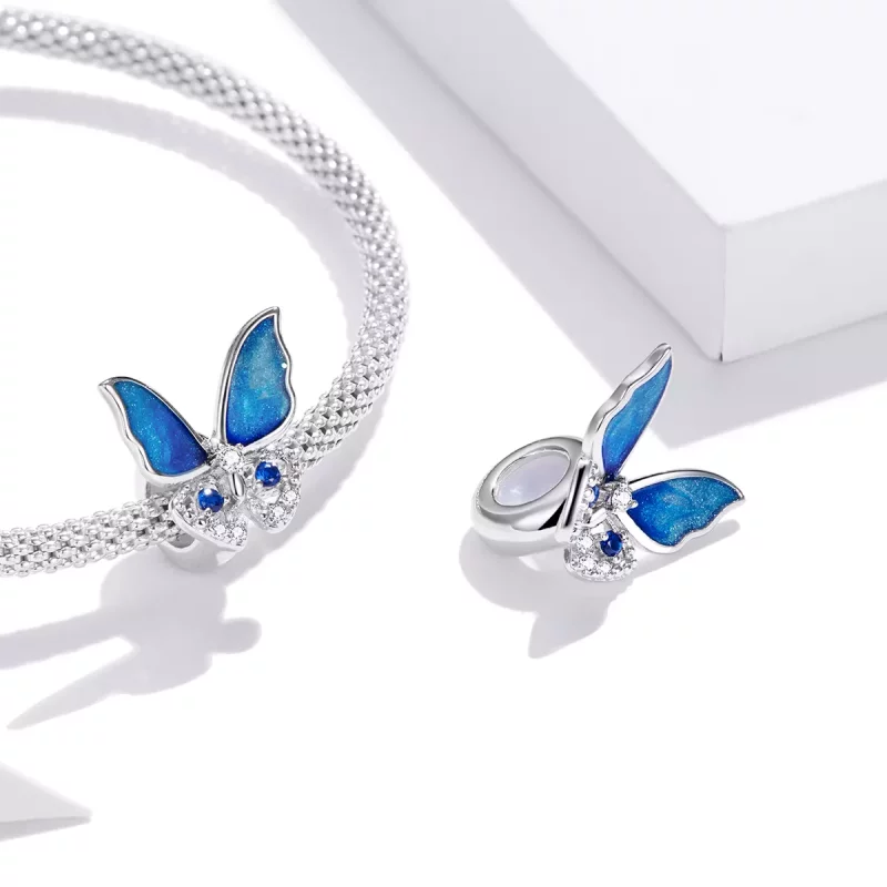 (imagen para) Pulsera estilo Pandora con encanto de mariposa colorida - BSC405 - Ver 4