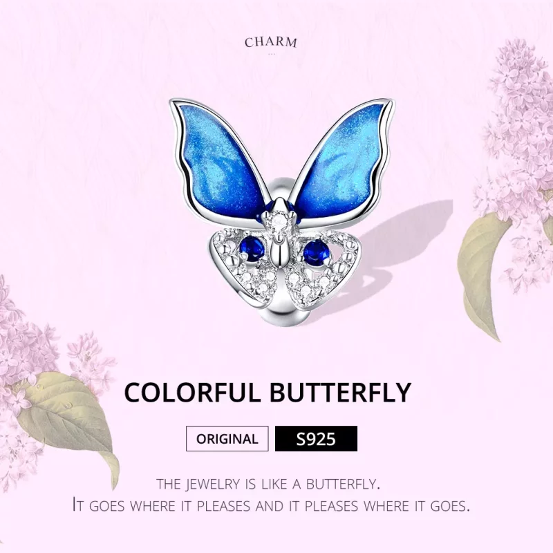 (imagen para) Pulsera estilo Pandora con encanto de mariposa colorida - BSC405 - Ver 6