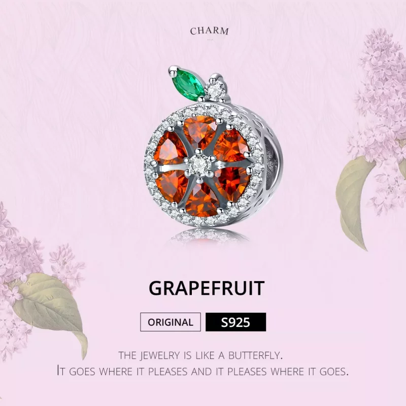 (imagen para) Pulsera estilo Pandora con encanto de pomelo plateado - SCC1277 - Ver 2
