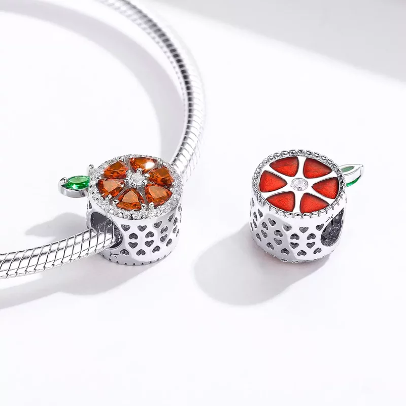 (imagen para) Pulsera estilo Pandora con encanto de pomelo plateado - SCC1277 - Ver 4