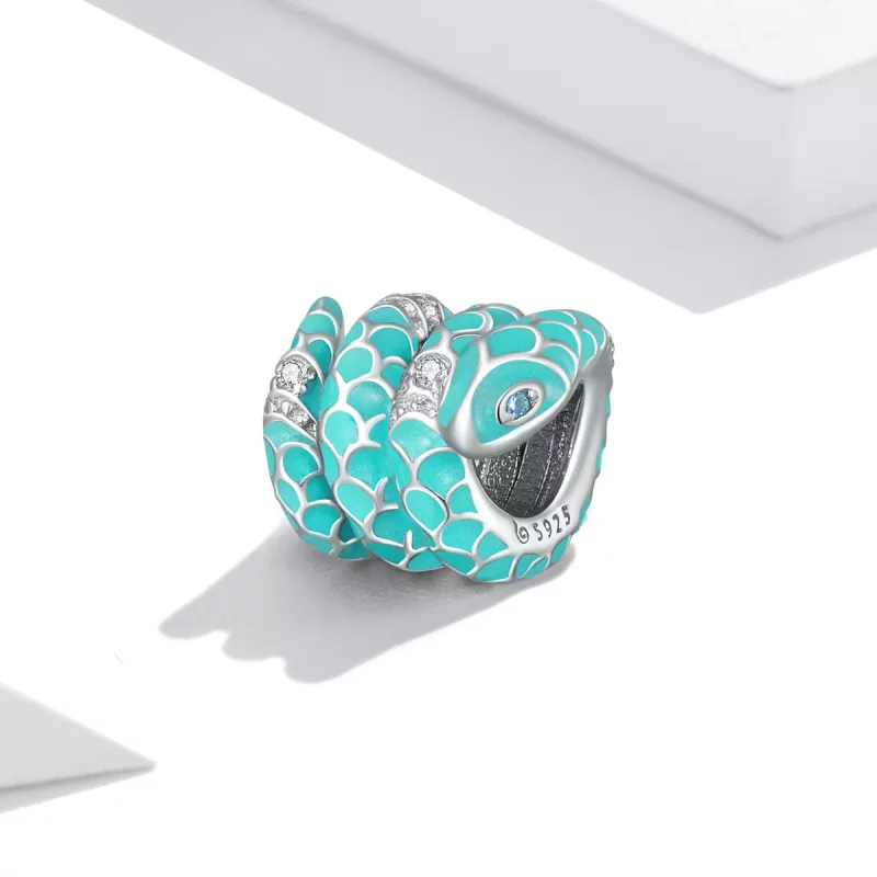 (imagen para) Pulsera estilo Pandora con encanto de serpiente azul - BSC576 - Ver 2