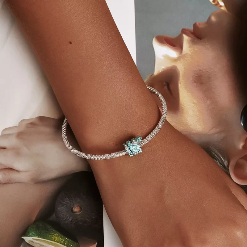 (imagen para) Pulsera estilo Pandora con encanto de serpiente azul - BSC576 - Ver 5