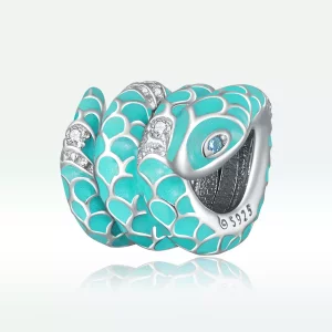 (imagen para) Pulsera estilo Pandora con encanto de serpiente azul - BSC576