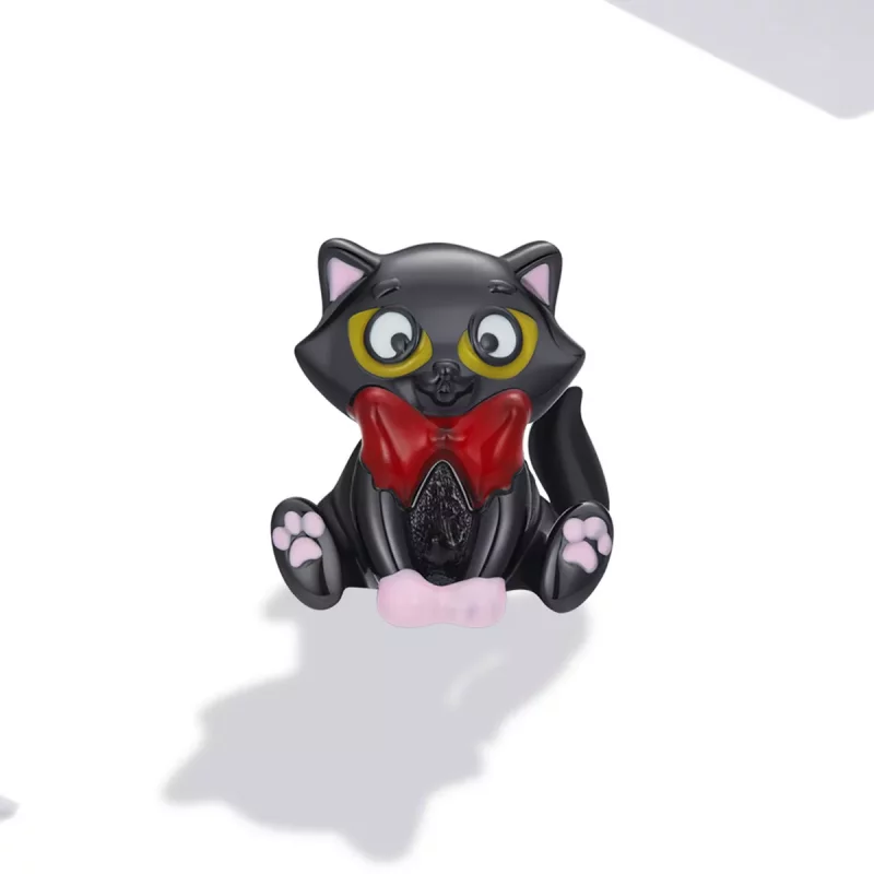 (imagen para) Pulsera estilo Pandora con encanto elegante de gato negro - SCC2031 - Ver 2