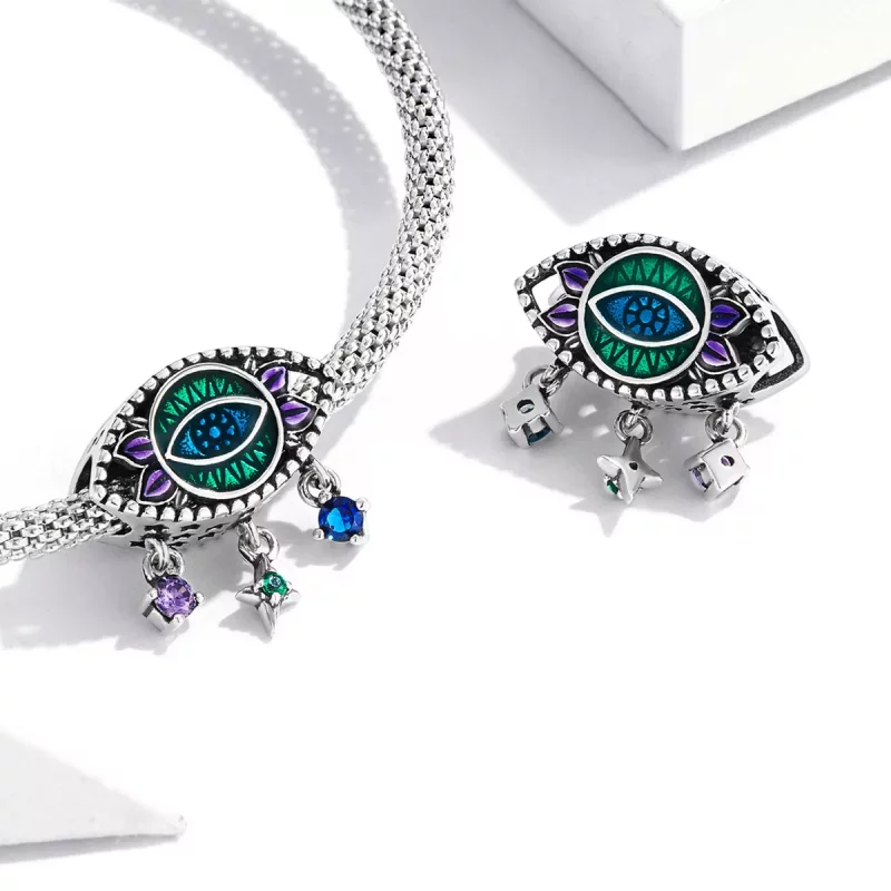 (imagen para) Pulsera estilo Pandora con encanto retro de ojo de demonio - SCC2162 - Ver 4