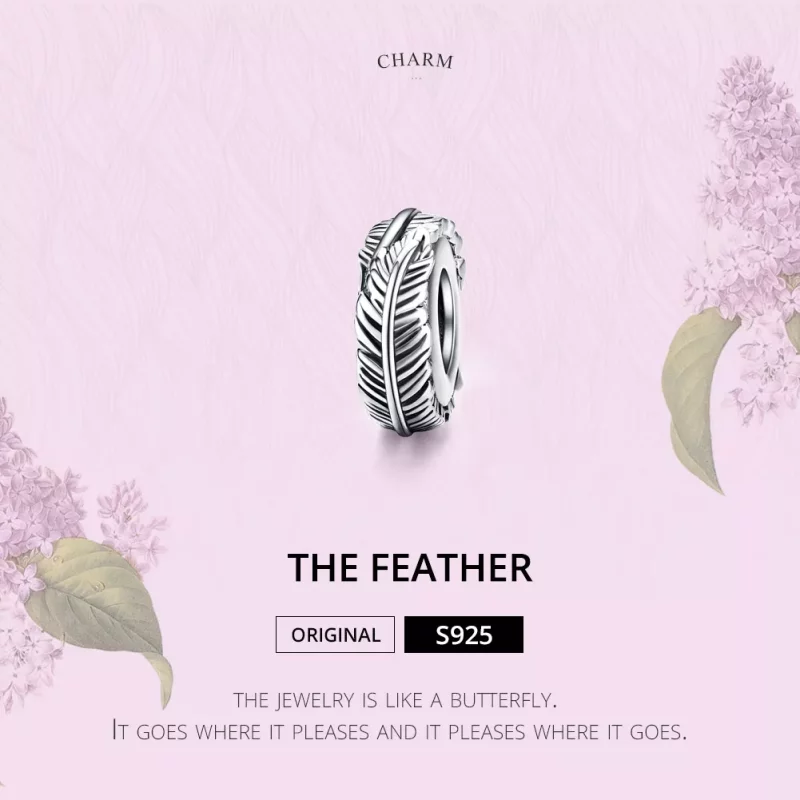 (imagen para) Pulsera estilo Pandora con separador de pluma de plata - SCC1236 - Ver 2
