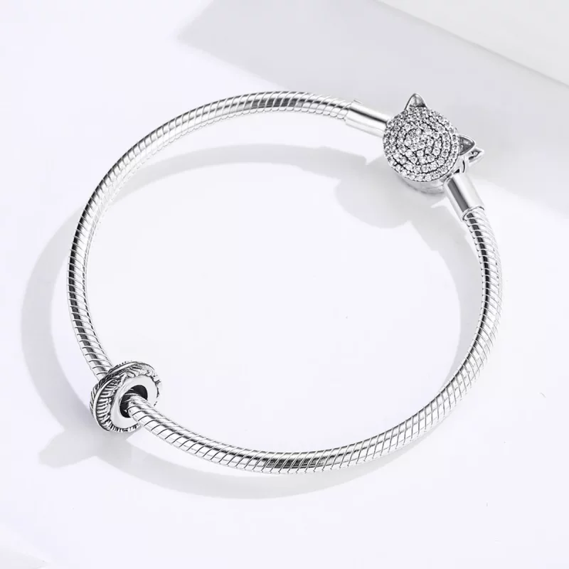 (imagen para) Pulsera estilo Pandora con separador de pluma de plata - SCC1236 - Ver 3