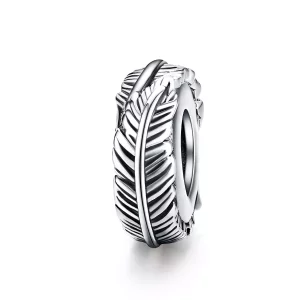 (imagen para) Pulsera estilo Pandora con separador de pluma de plata - SCC1236