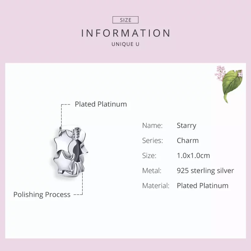 (imagen para) Pulsera estilo Pandora con separador plateado "Cielo estrellado" - SCC1169 - Ver 3