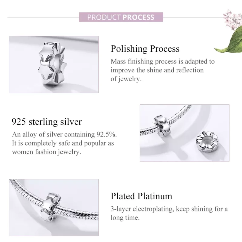 (imagen para) Pulsera estilo Pandora con separador plateado "Cielo estrellado" - SCC1169 - Ver 4
