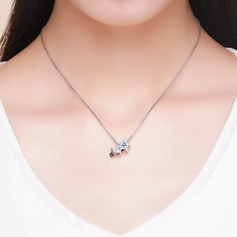 (imagen para) Pulsera estilo Pandora de plata con charm de estrellas y zafiro - SCC912 - Ver 5