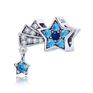 (imagen para) Pulsera estilo Pandora de plata con charm de estrellas y zafiro - SCC912