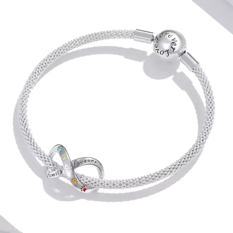 (imagen para) Pulsera estilo Pandora de plata con el charm de la huella de amor - SCC1849 - Ver 3