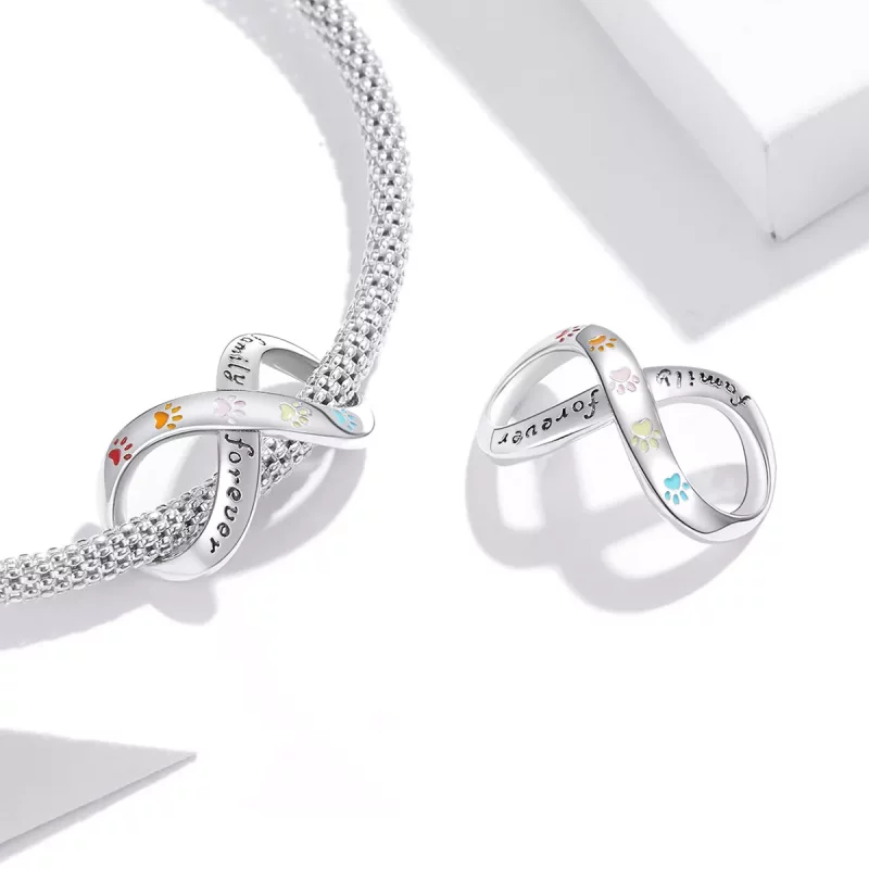(imagen para) Pulsera estilo Pandora de plata con el charm de la huella de amor - SCC1849 - Ver 4