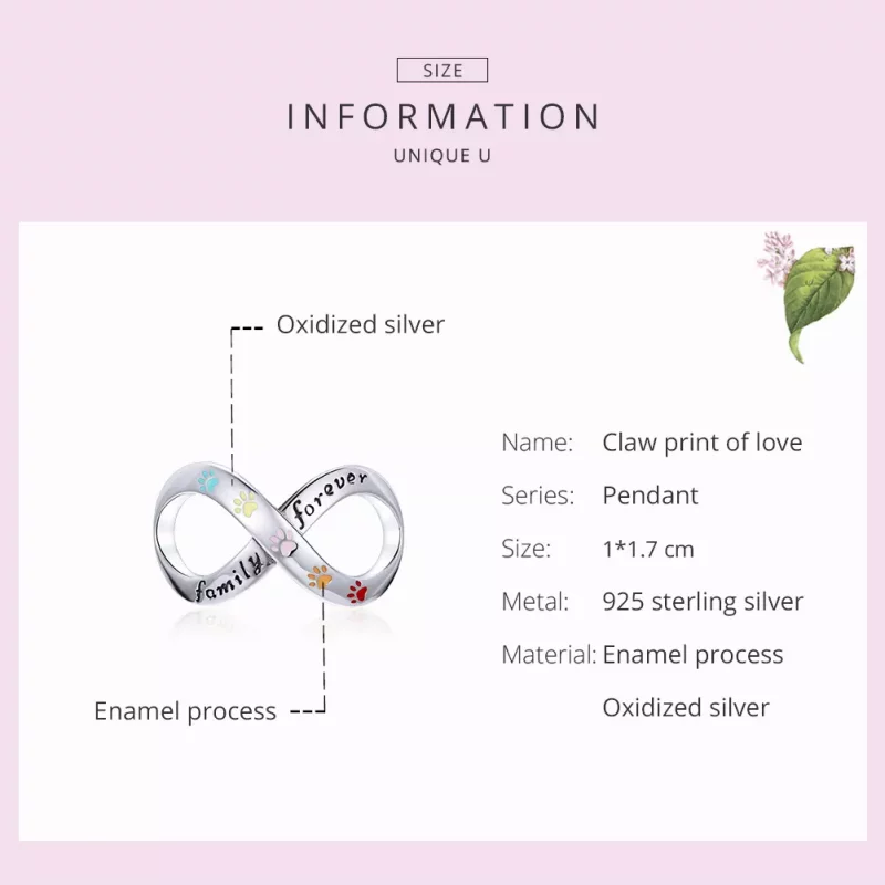 (imagen para) Pulsera estilo Pandora de plata con el charm de la huella de amor - SCC1849 - Ver 5