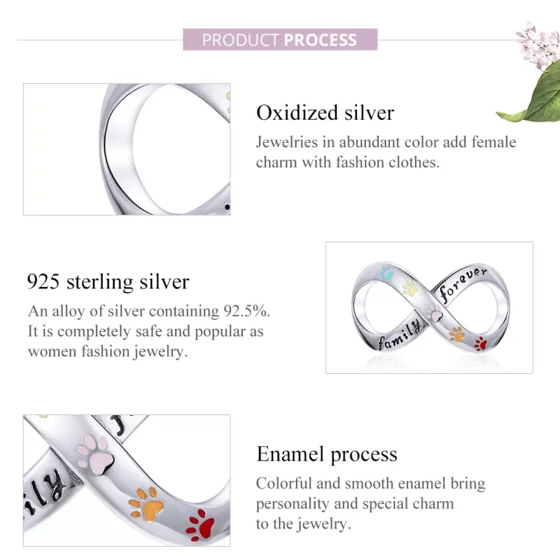 (imagen para) Pulsera estilo Pandora de plata con el charm de la huella de amor - SCC1849 - Ver 6