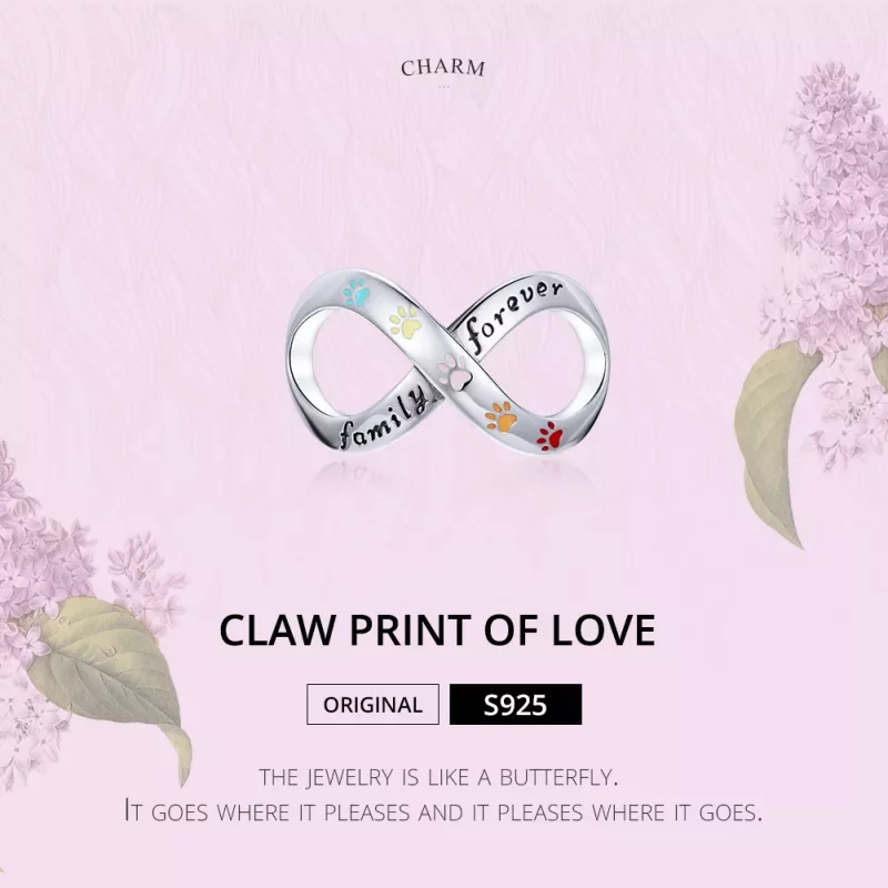 (imagen para) Pulsera estilo Pandora de plata con el charm de la huella de amor - SCC1849 - Ver 7
