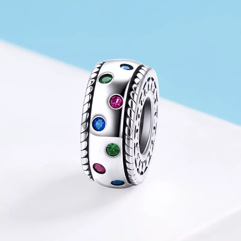 (imagen para) Spacer de estilo Pandora Momento de Primer Encuentro en plata - SCC1005 - Ver 2