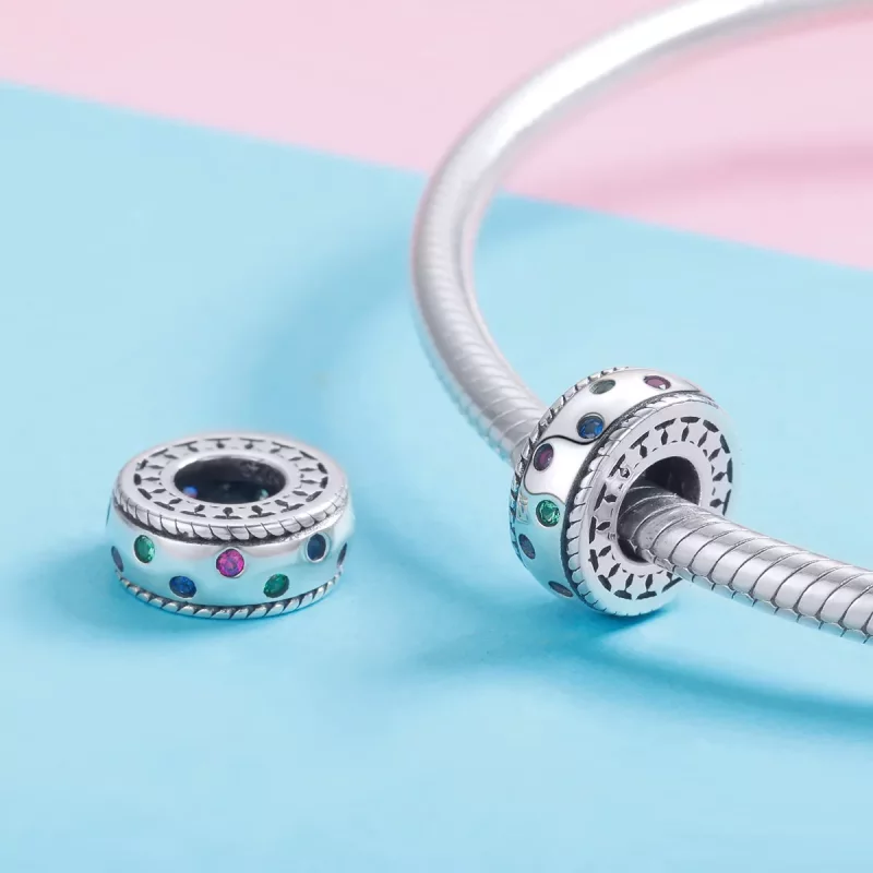 (imagen para) Spacer de estilo Pandora Momento de Primer Encuentro en plata - SCC1005 - Ver 4
