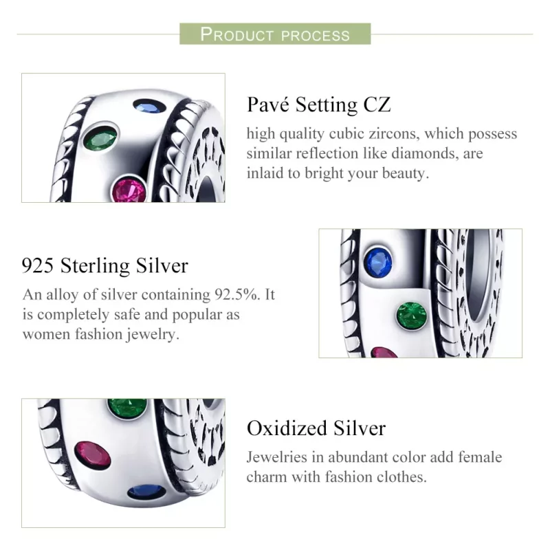 (imagen para) Spacer de estilo Pandora Momento de Primer Encuentro en plata - SCC1005 - Ver 6