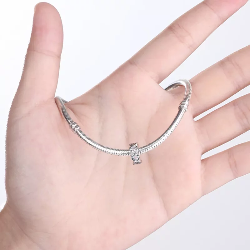 (imagen para) Spacer estilo Pandora de plata con guirnalda rosa - SCC101 - Ver 5