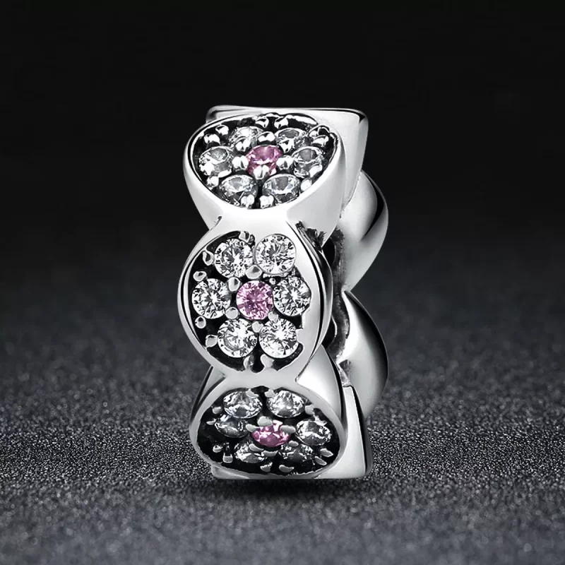 (imagen para) Spacer estilo Pandora de plata con guirnalda rosa - SCC101 - Ver 6