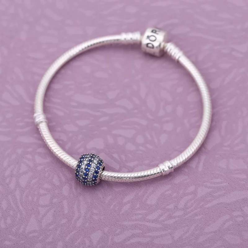 (imagen para) Charm Pav&eacute; Rayas Azules - PANDORA - Ver 2