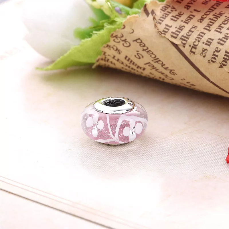 (imagen para) Charm cristal de Murano Campo de Flores Rosa - PANDORA - Ver 2