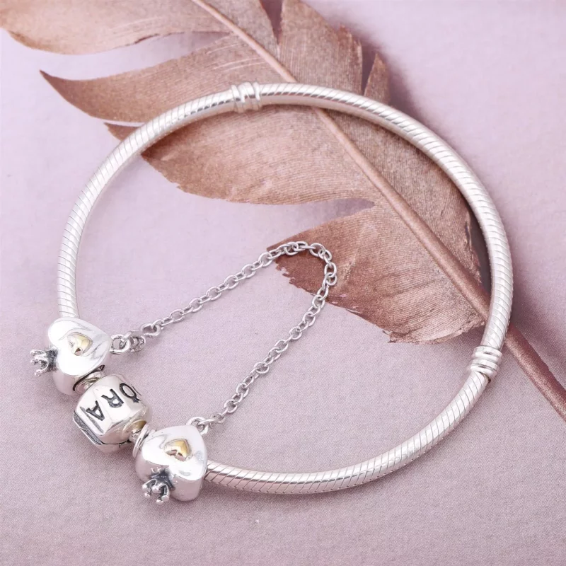 (imagen para) Cadena de seguridad Coraz&oacute;n y Corona - PANDORA - Ver 2