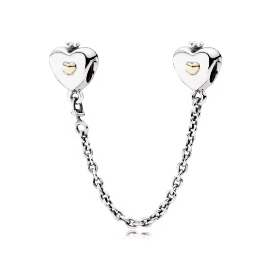 (imagen para) Cadena de seguridad Coraz&oacute;n y Corona - PANDORA