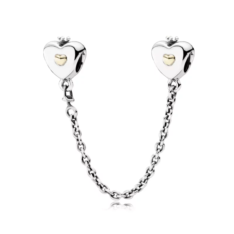 (imagen para) Cadena de seguridad Coraz&oacute;n y Corona - PANDORA