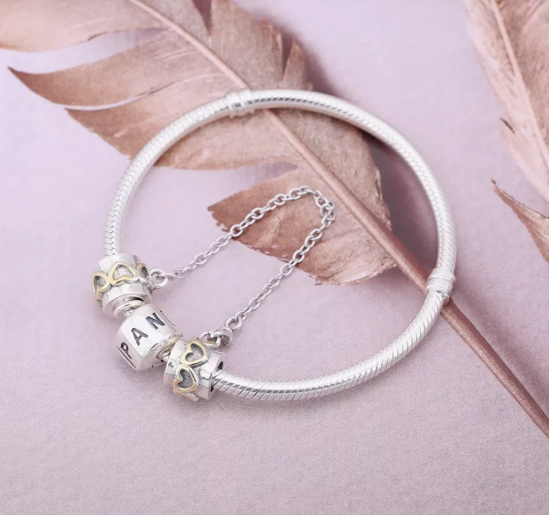 (imagen para) Cadena de Seguridad Corazones - PANDORA - Ver 2