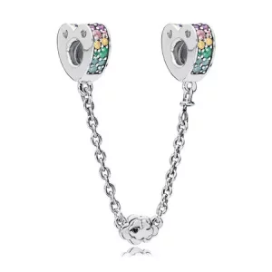 (imagen para) Cadena de seguridad en plata de ley Arco de Amor Multicolor - PANDORA