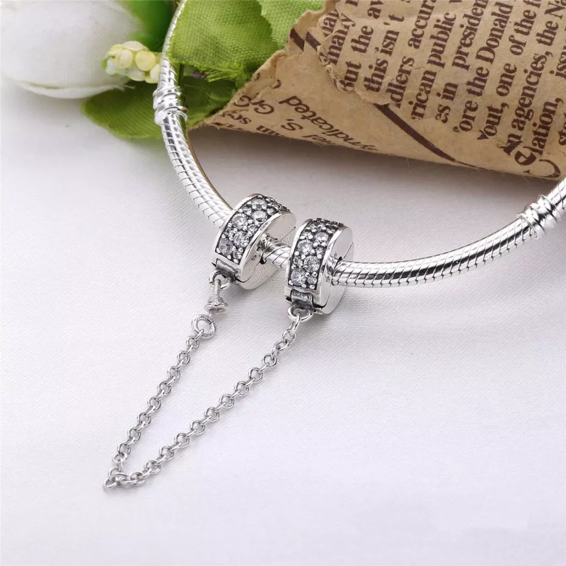 (imagen para) Cadena de seguridad en plata de ley Brillante Elegancia PANDORA - Ver 3