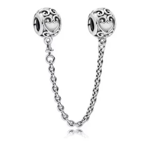 (imagen para) Cadena de seguridad en plata de ley Coraz&oacute;n Encantado - PANDORA