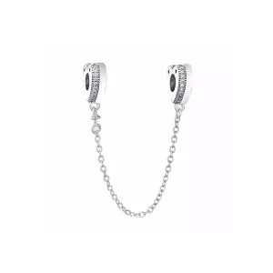 (imagen para) Cadena de seguridad en plata de ley Coraz&oacute;n PANDORA